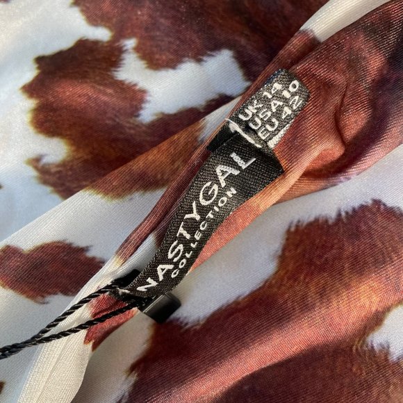 Nasty Gal Howdy There High-Leg Cow Bikini Bottom Womens 10 White Swimwear NEW - Picture 5 of 7